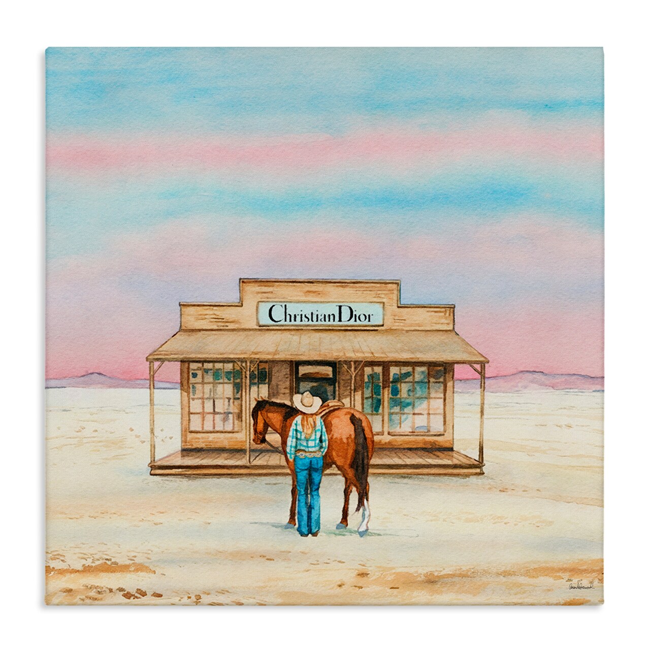 Stupell Industries Cowgirl & Horse Shopping Canvas Wall Art Design by Amanda Greenwood